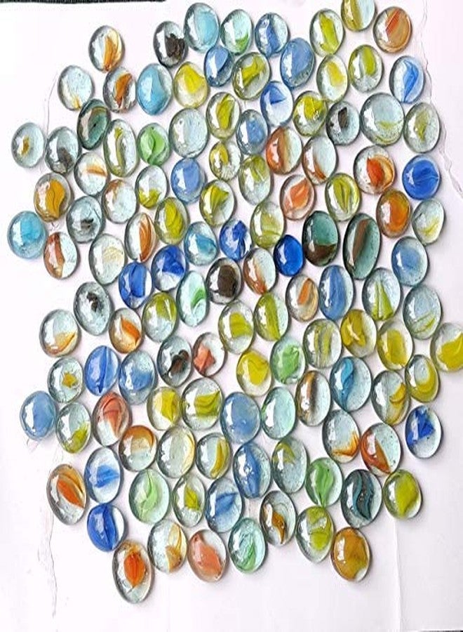 Parakh Multicolour Flat Round Shaded Marbles Pebbles for Vase Fillers, Glass Gems Stone, Table Scatter, Landscaping, Aquarium Fish Tank, Party Decoration, Crystal Rocks - 450gm - Image 2
